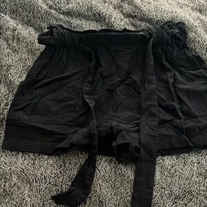 Black High-Waisted Shorts with Tie Belt